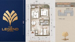 Layout căn hộ 1 PN+ The Legend City