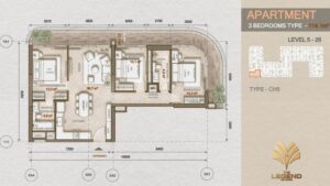 Layout căn hộ 3 PN The Legend City