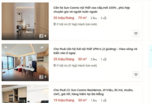 Giá cho thuê căn hộ Sun Cosmo ở thời điểm hiện tại 05/2026