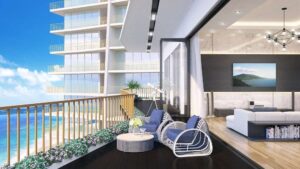 Có thể nhìn trực diện biển từ ban công căn hộ The Soleil